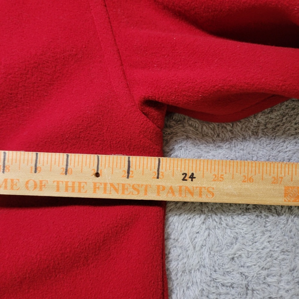 Vintage LL‎ Bean Wool Coat Womens 14 Red Long Coat Double Breast Classic Jacket - Picture 3 of 9